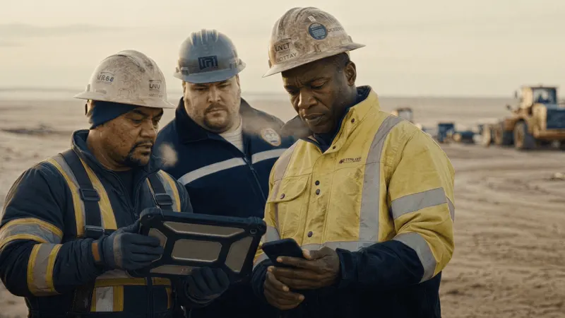 Front line workers in hi-vis on site