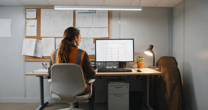 An engineer at an office desk working in Dashpivot