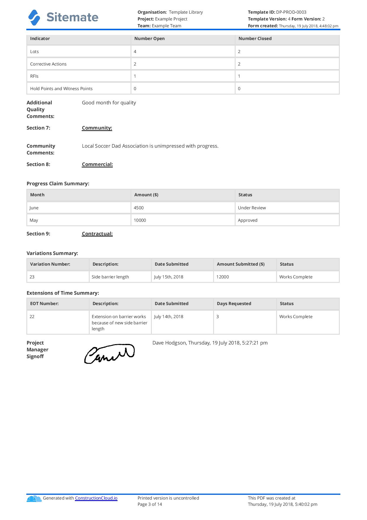 Monthly Construction Progress Report Template Use This Template Free