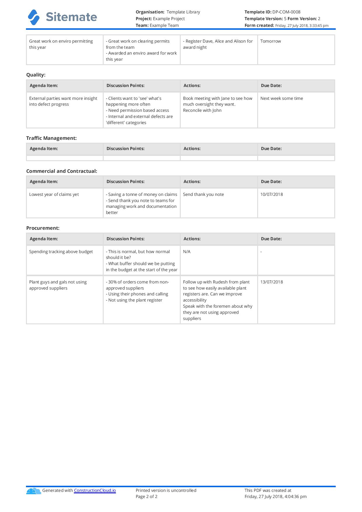 Free Construction Meeting Minutes template (Better than excel and Inside Pre Construction Meeting Agenda Template