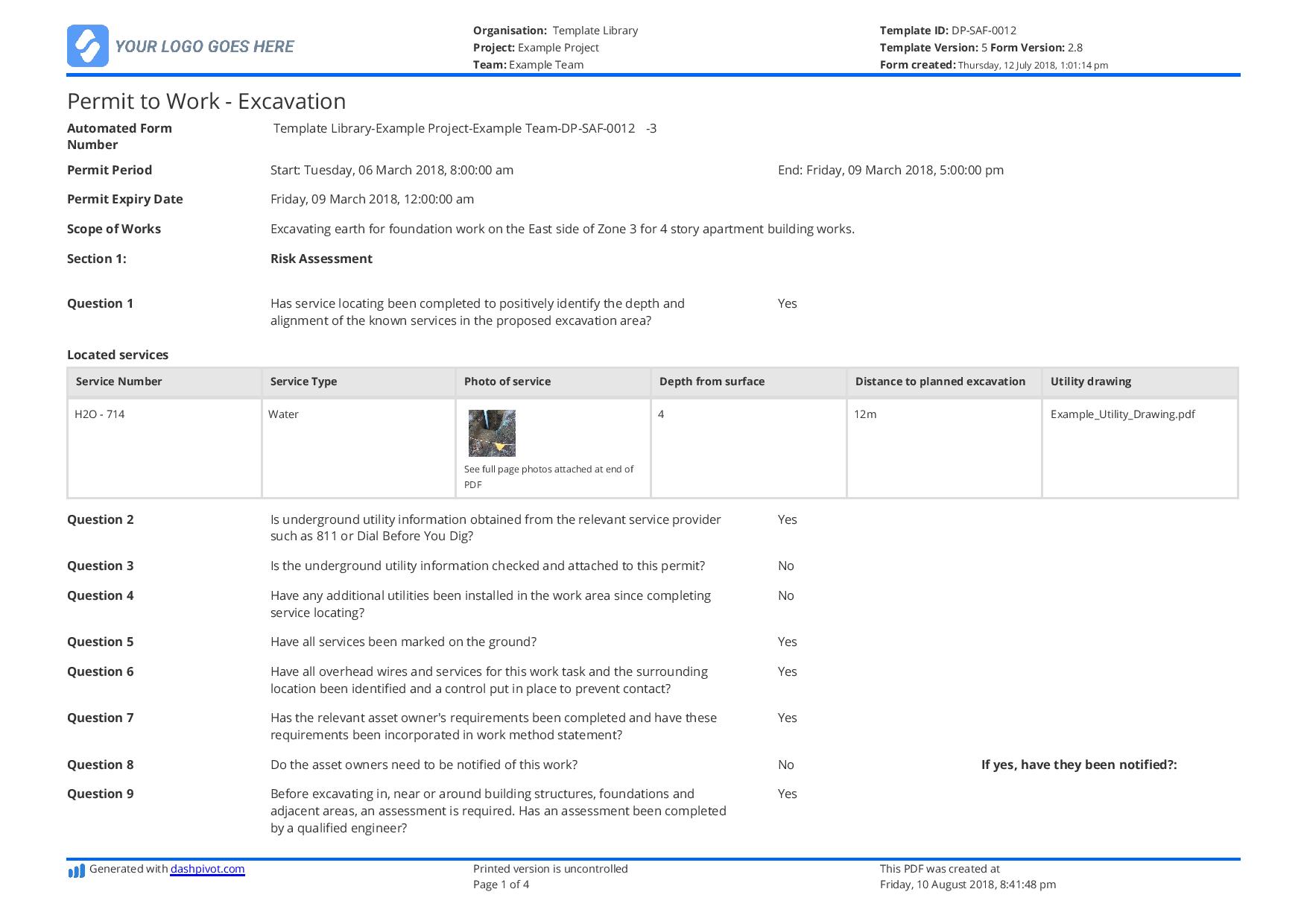 Free Excavation Permit template (better than word and excel)