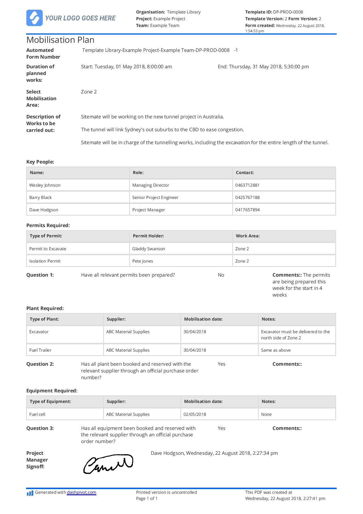 Fantastic Info About Mobilization Plan Excel Template - Pushice