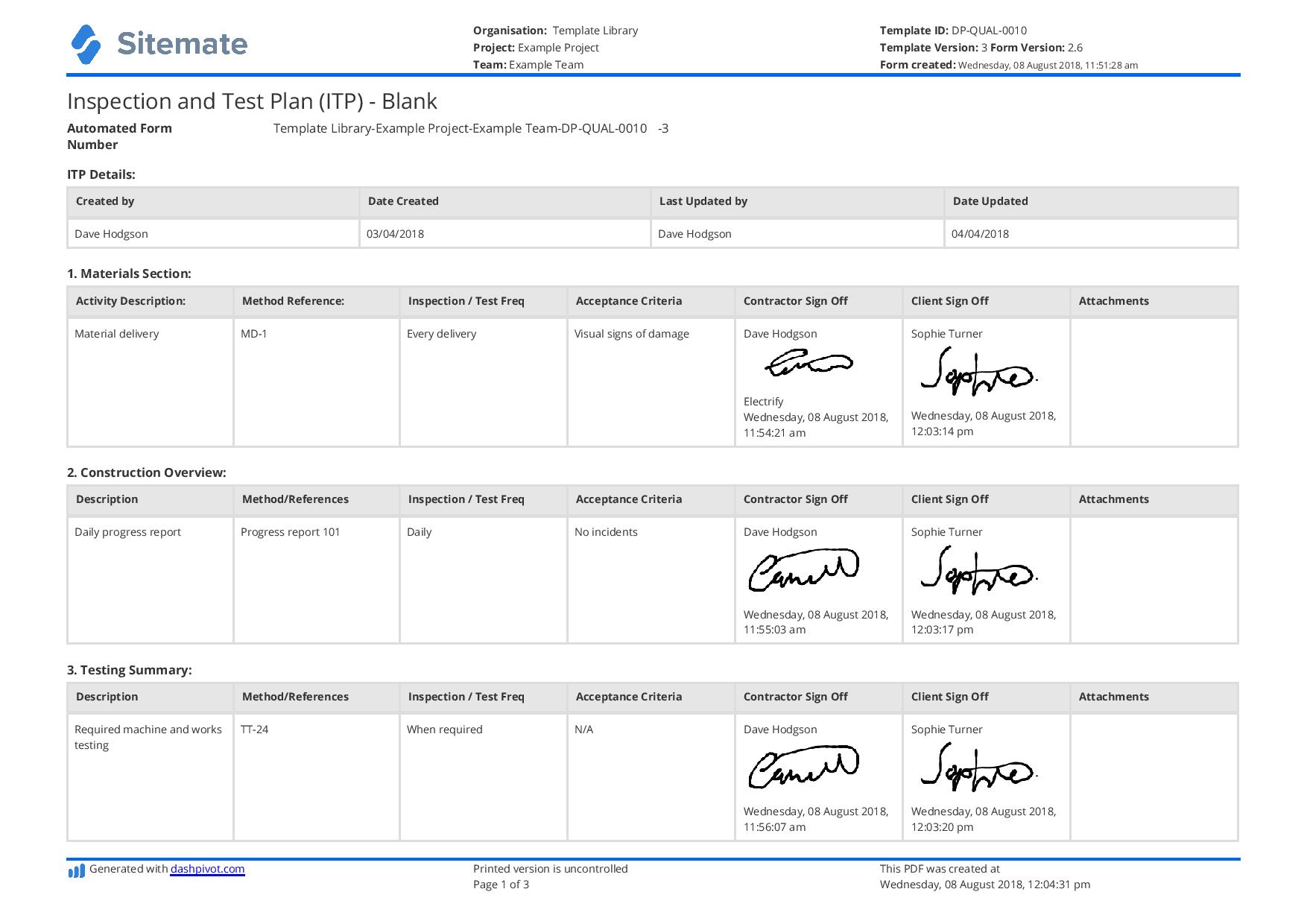 excel test plan template