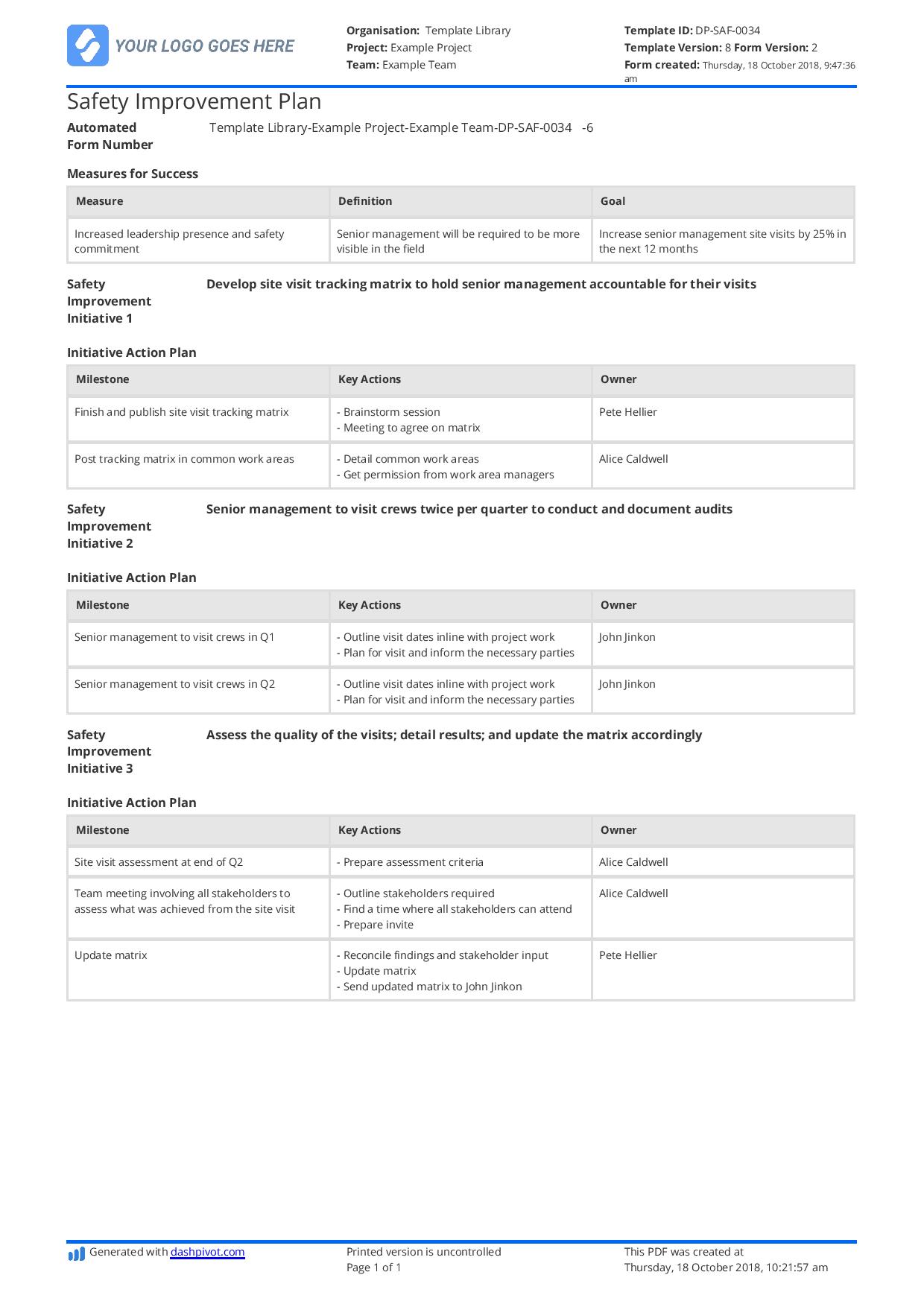 Health and Safety Plan example: what should your plans look like?