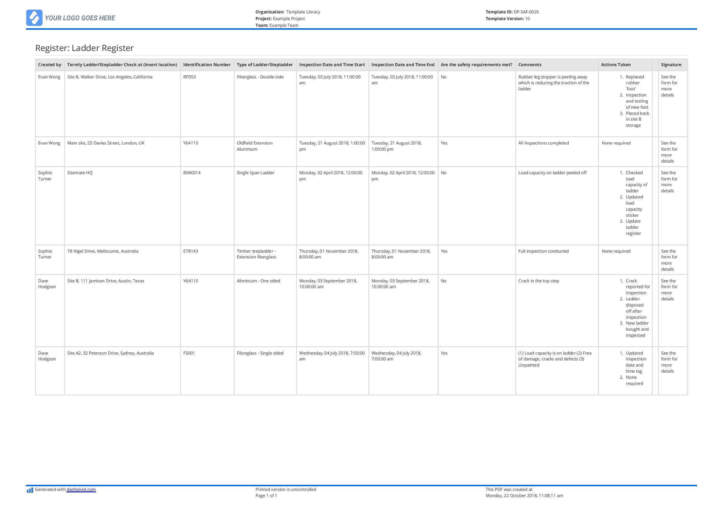 Free Ladder Register Template Better Than Excel And Editable