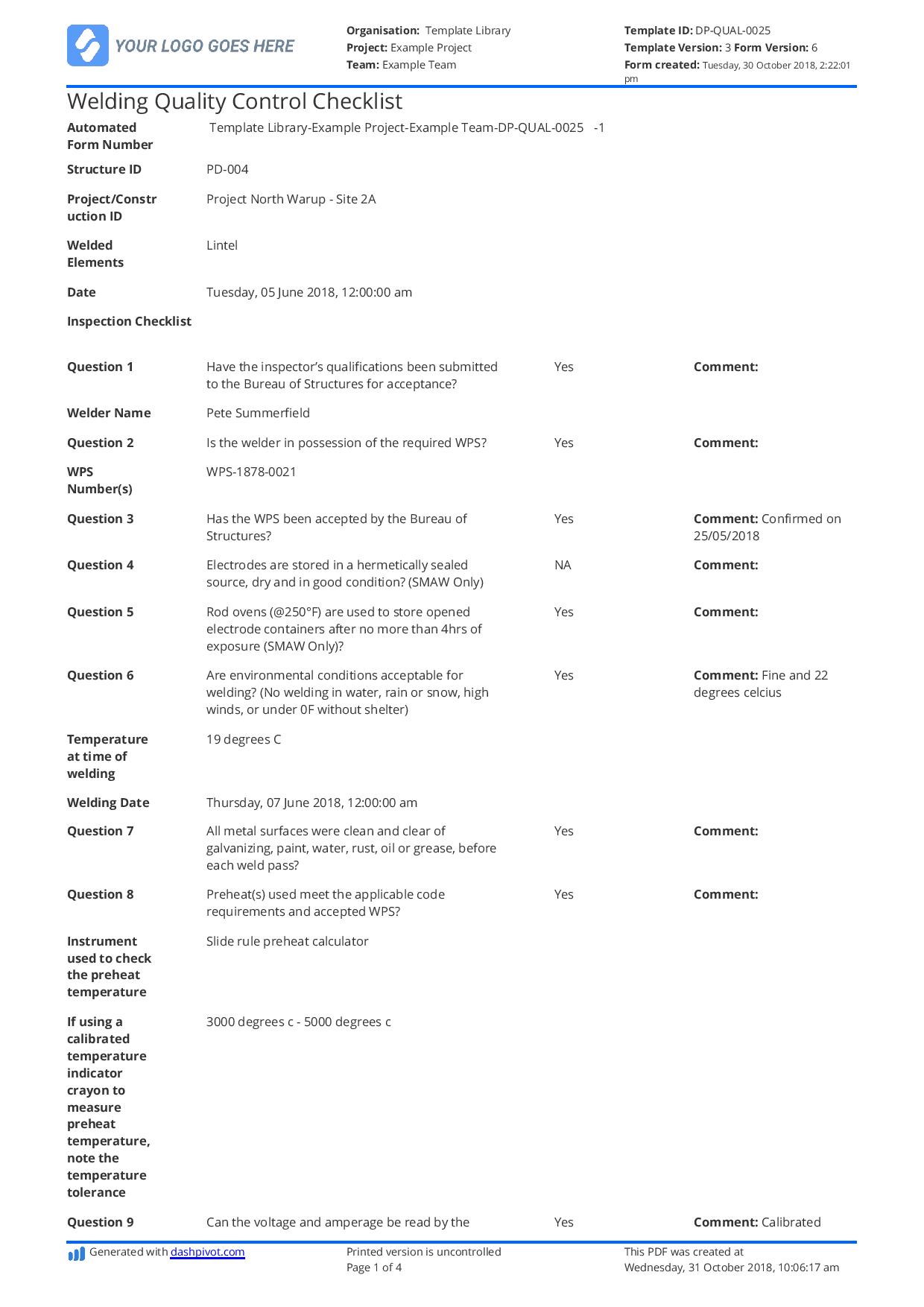 Welding machine deals checklist