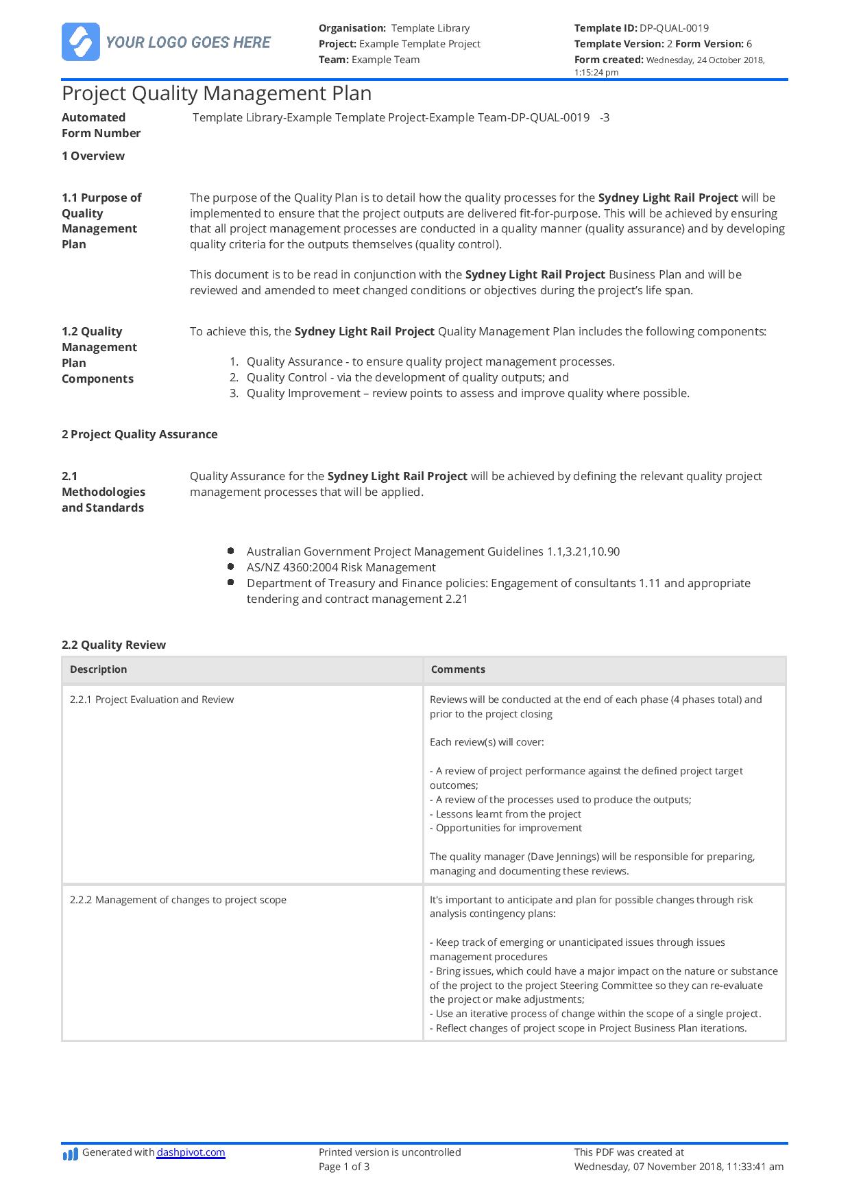 Construction Quality Management Plan: Example and PDF