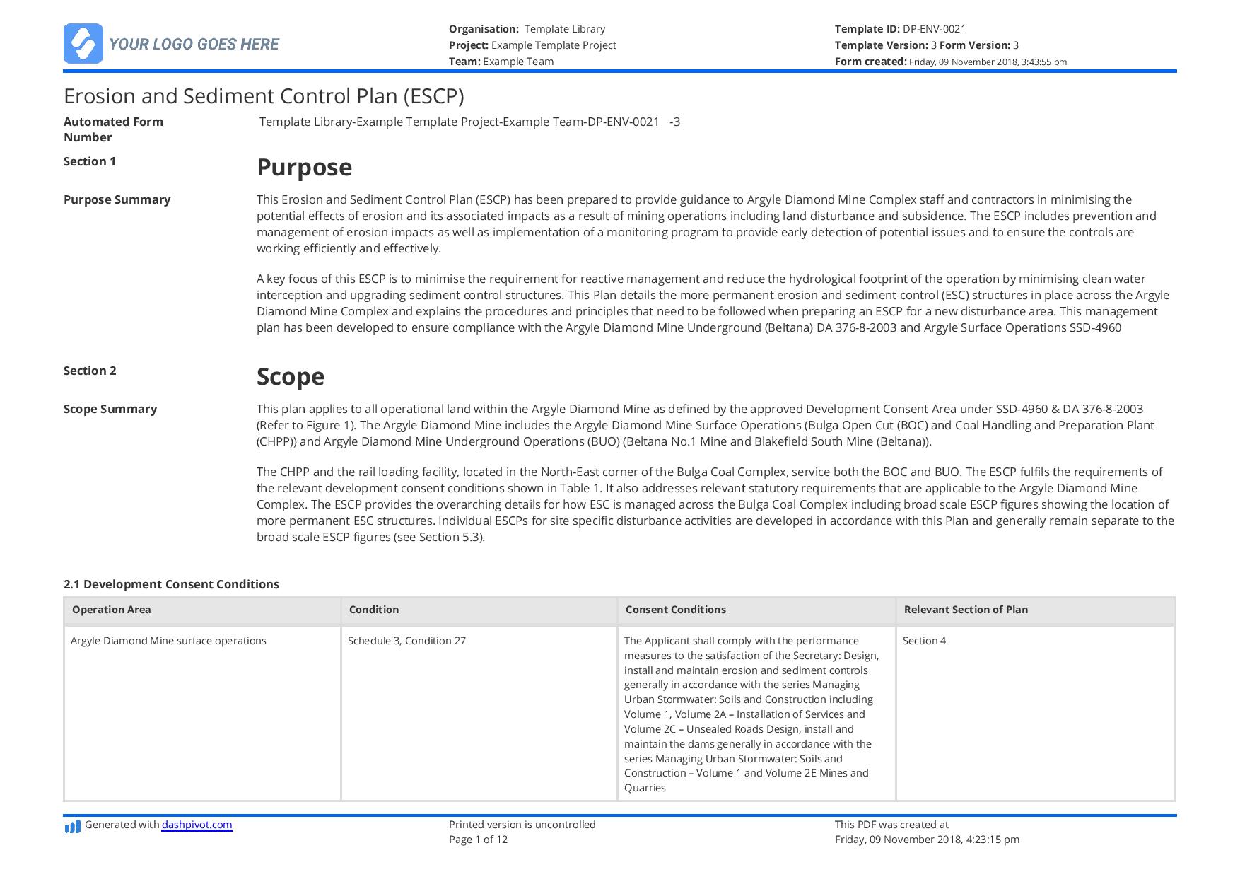Erosion Control Plan Example