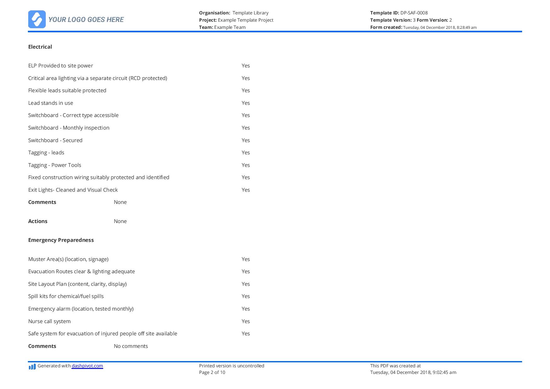 Construction Site Safety Inspection Checklist