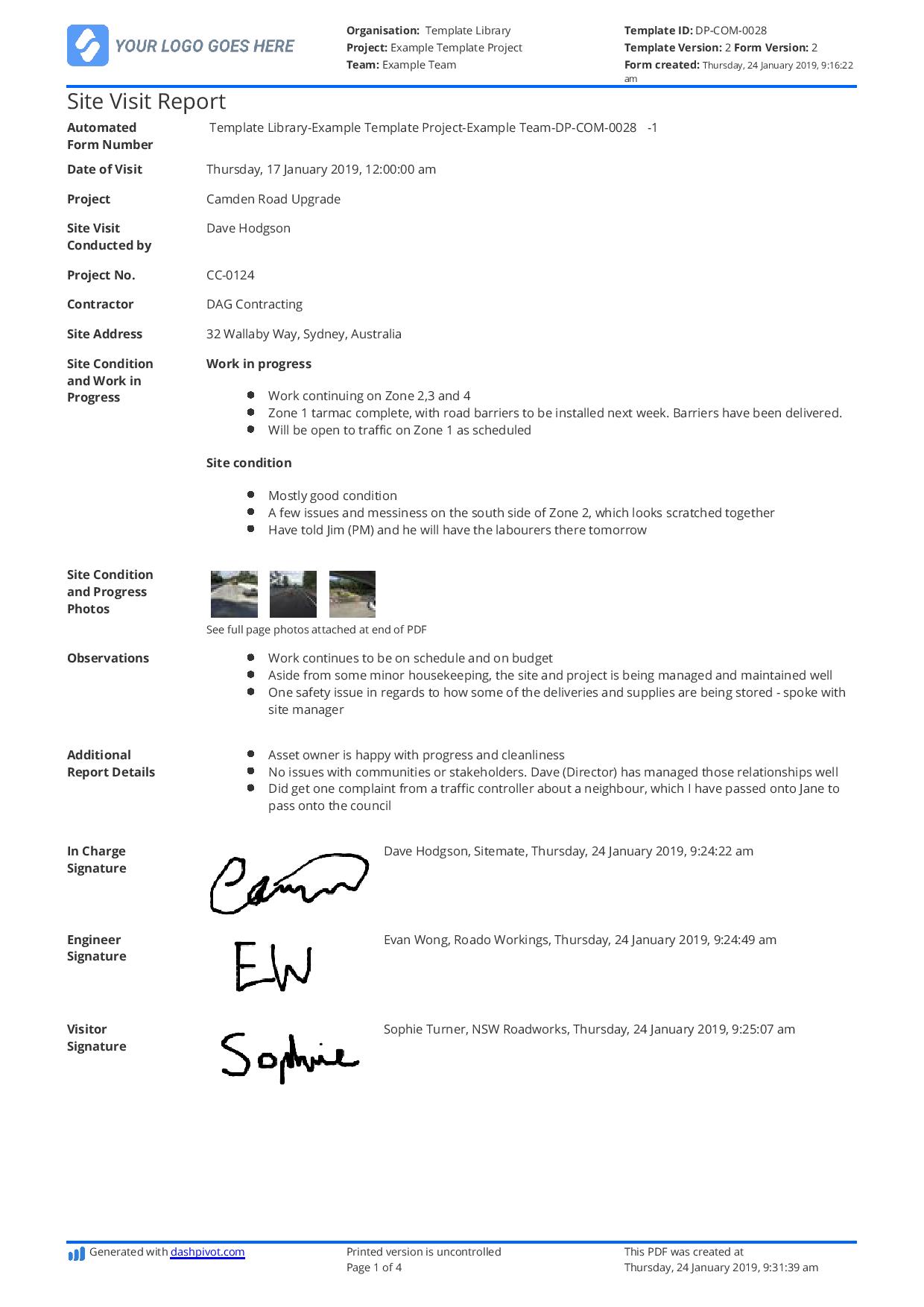 site visit meaning in english