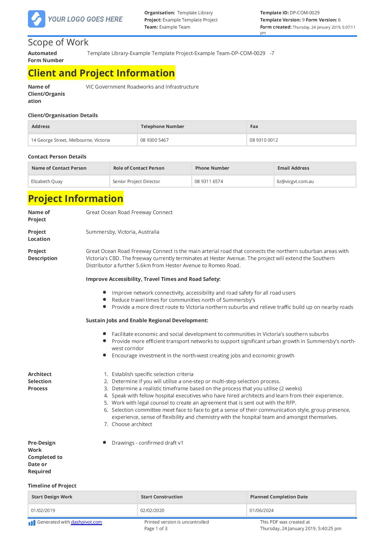 Scope of works construction template