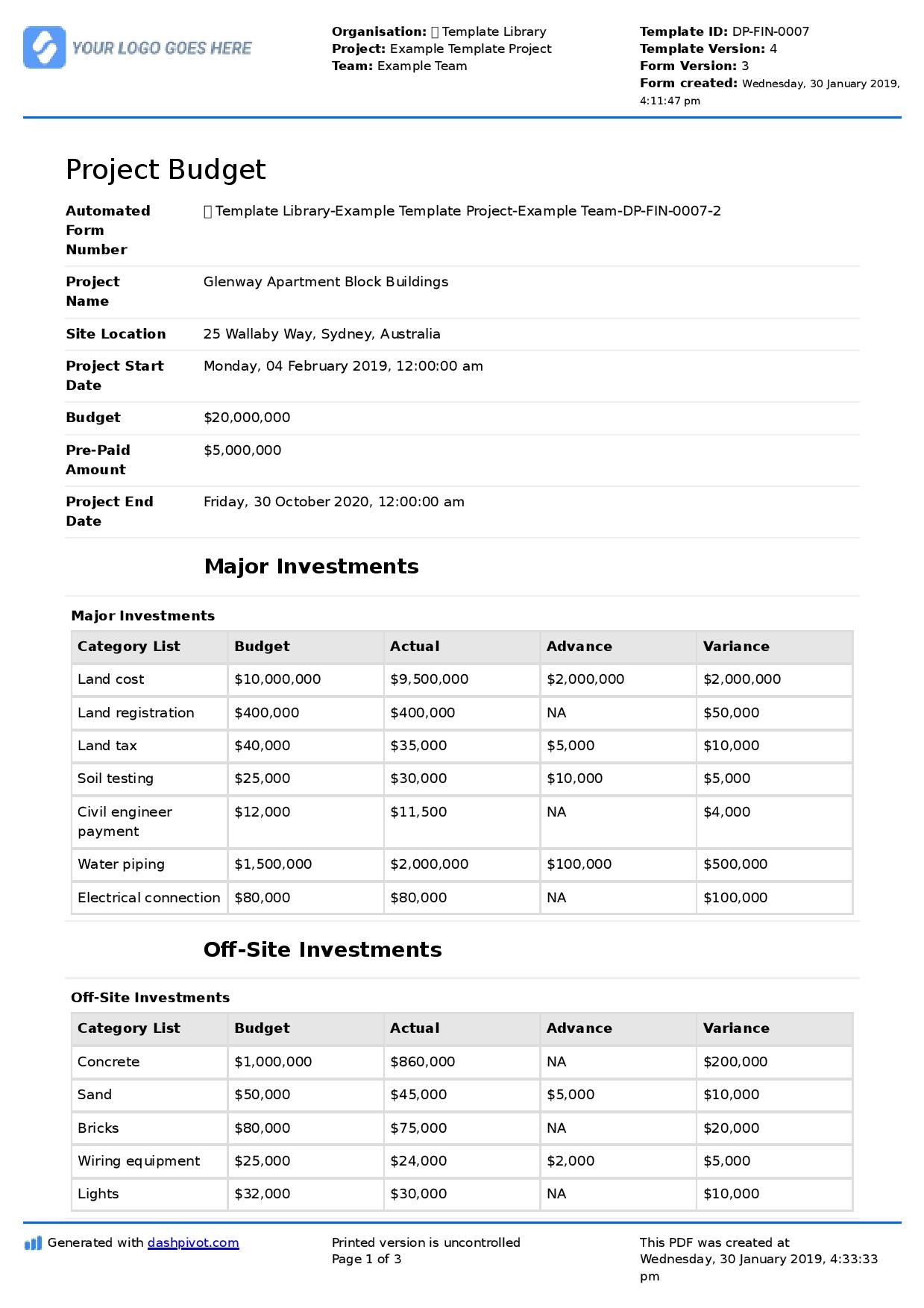 construction budget excel template