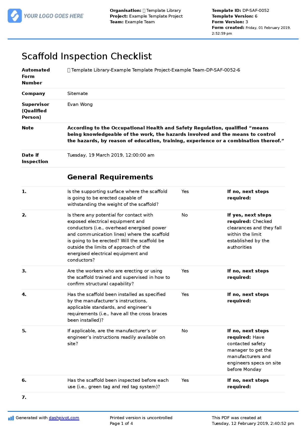 Weekly Safety Inspection Checklist 10 Daily Safety Inspection 