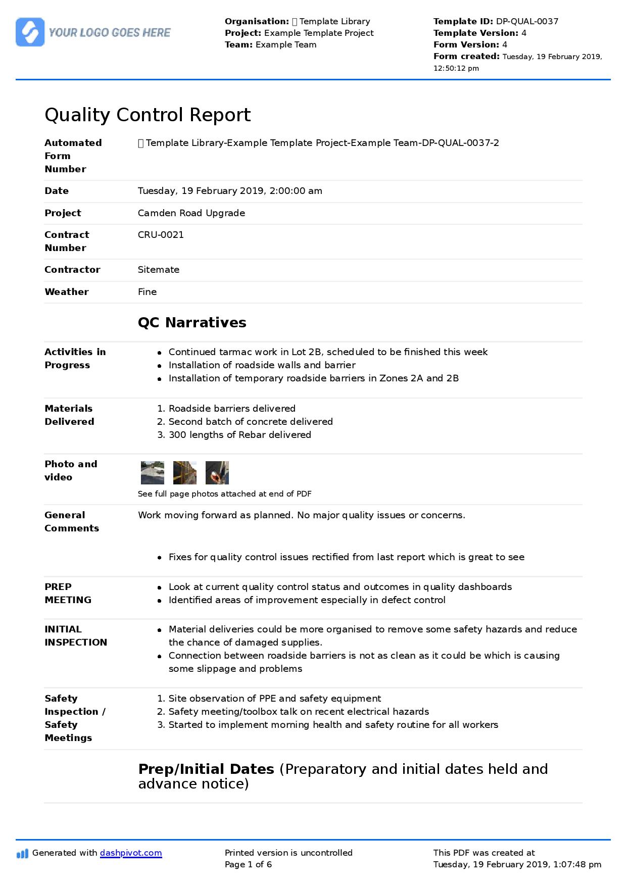 QC Report template (Better format than excel) Free to use