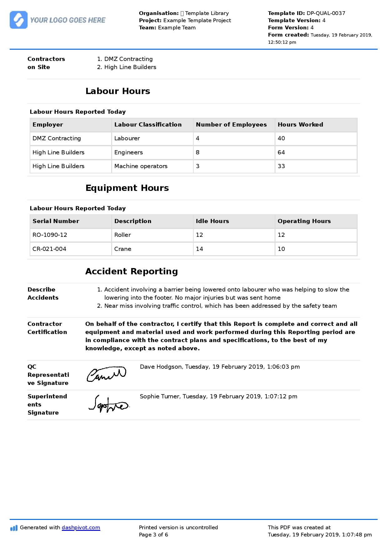 QC Report Template Better Format Than Excel Free To Use