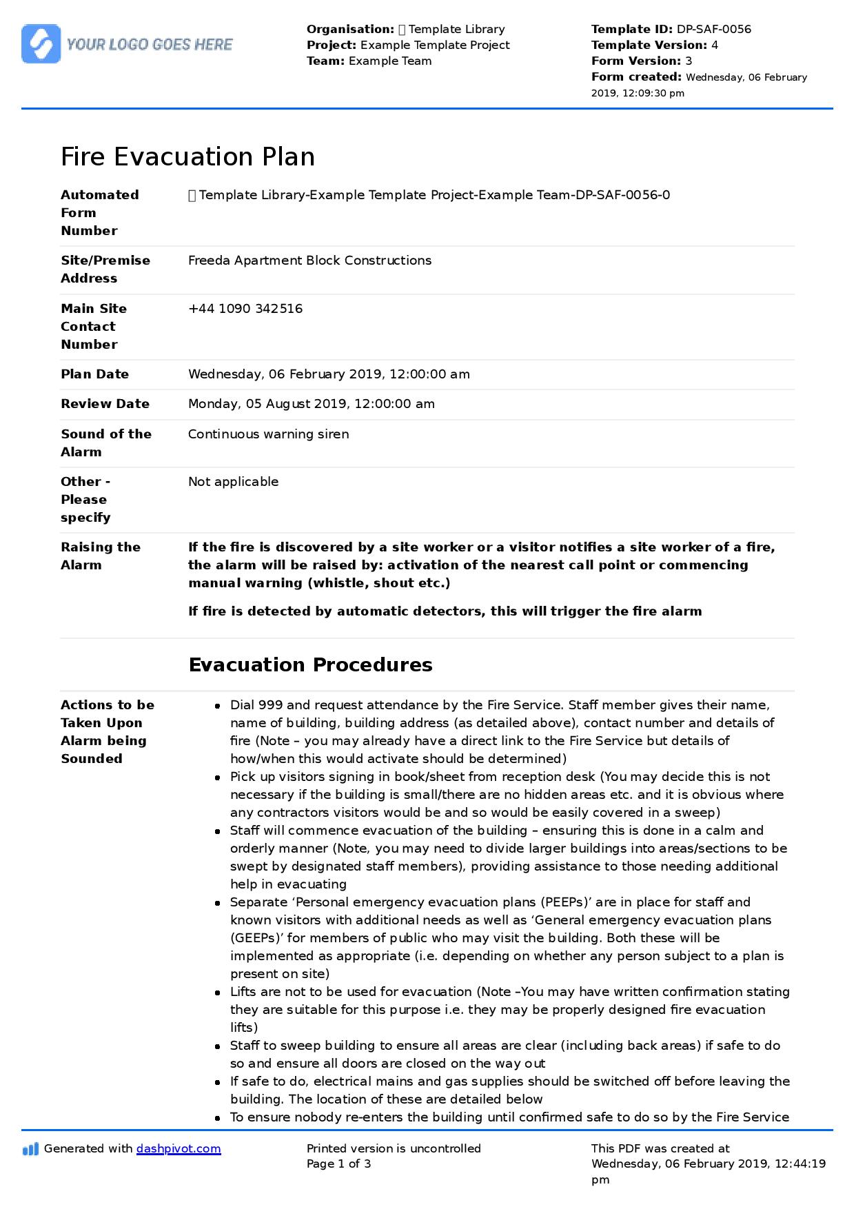 Fire Evacuation Plan template Free and customisable template