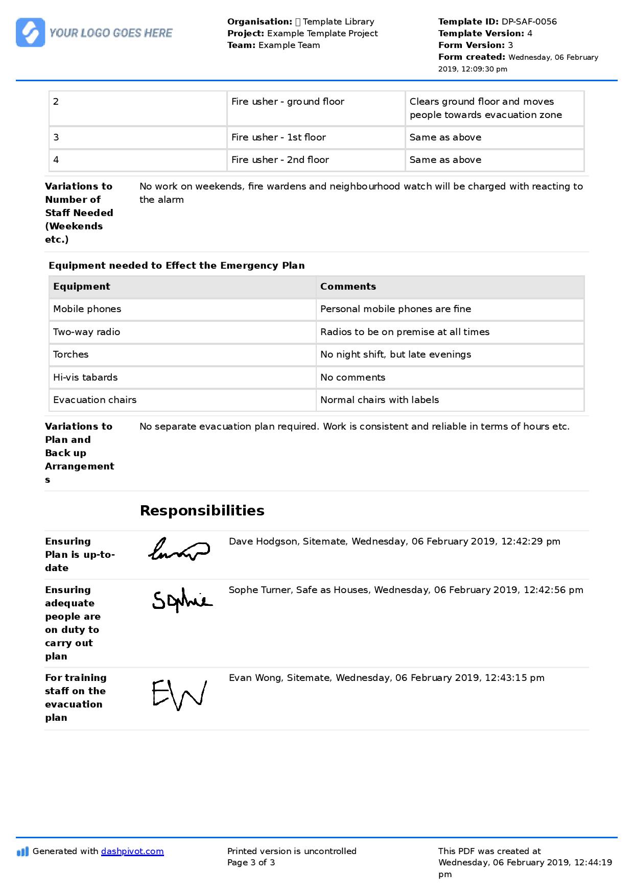 Fire Evacuation Plan template - Free and customisable template With Regard To Fire Evacuation Drill Report Template