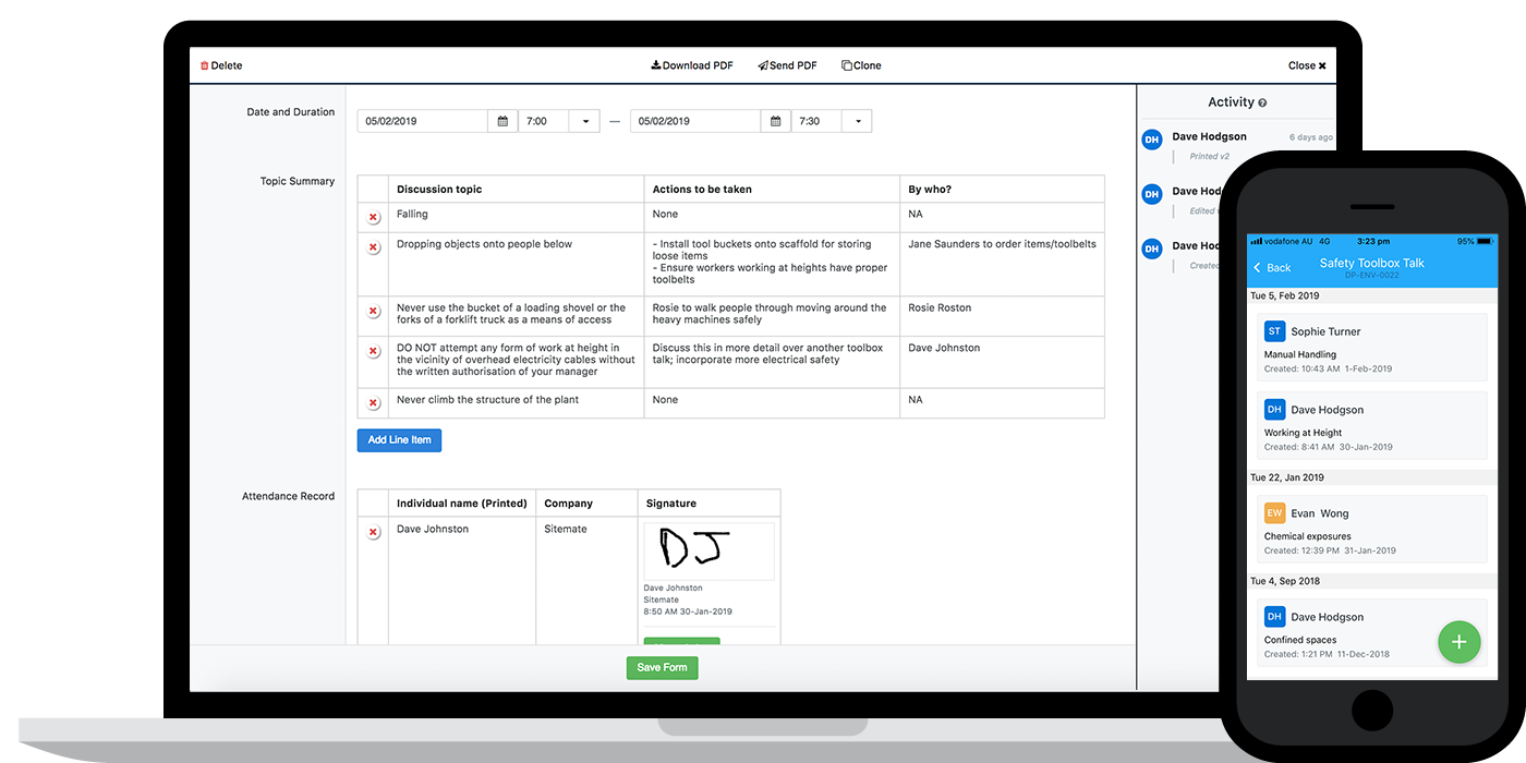 Safety meeting app and software