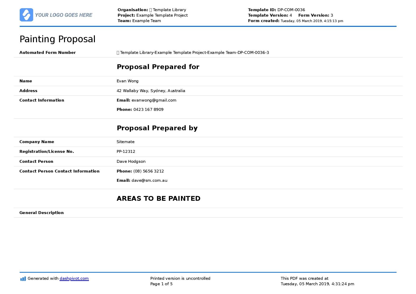 Painting Proposal Sample and Free Customisable Template In Painting Proposal Template