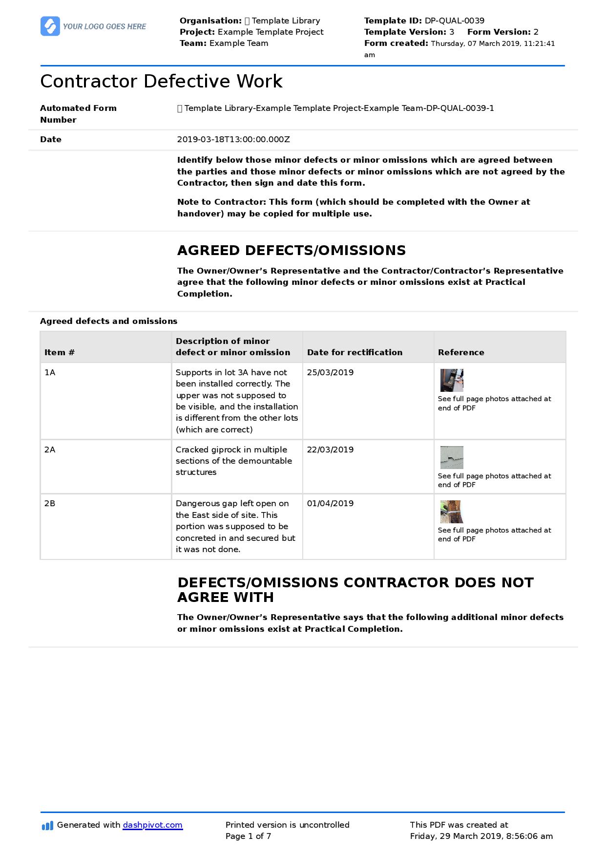 Sample letter to contractor for unfinished work (use or ...