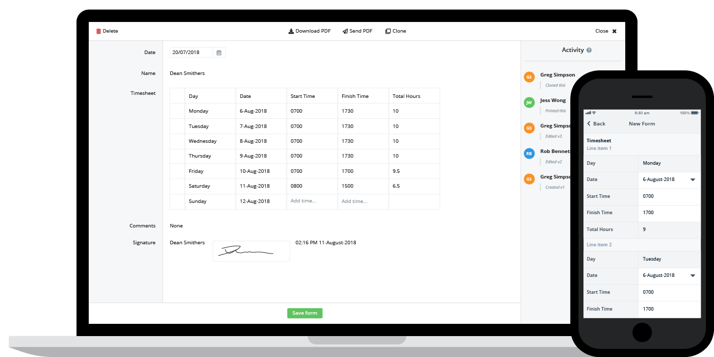 Construction timesheet