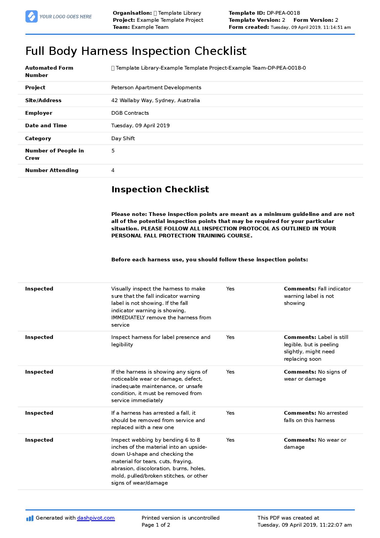 Electrical Tool Inspection Checklist Free To Use And Customisable 0f9 1364