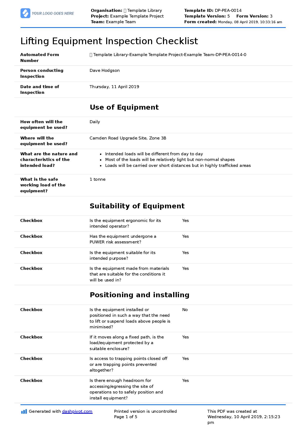 Lifting Equipment Inspection Procedure Heres The Right Procedure For You