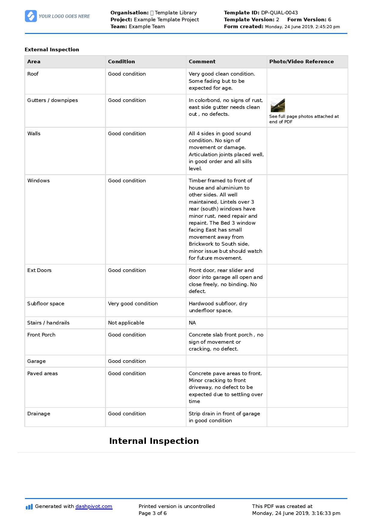 Home Inspection Report Template Pdf Atlanticcityaquarium com