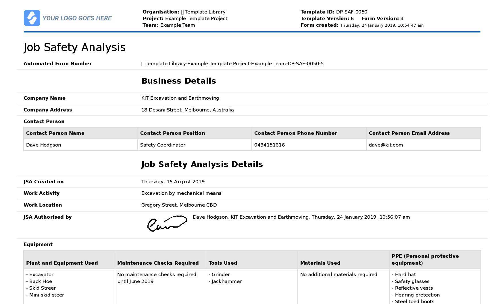 Job safety analysis software Job safety analysis software