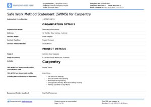 Carpentry Safe Work Method Statement [Free + editable SWMS]
