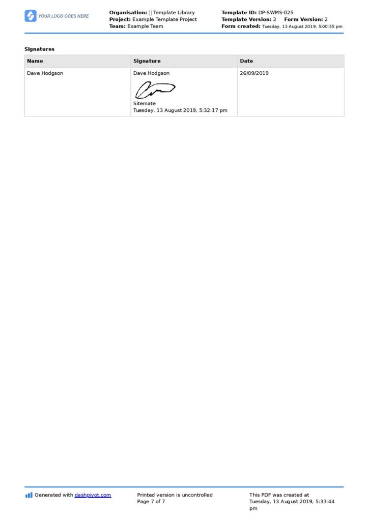 Safe work method statement concreting