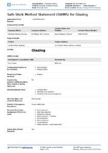 Glazing Safe Work Method Statement [Free & editable SWMS]