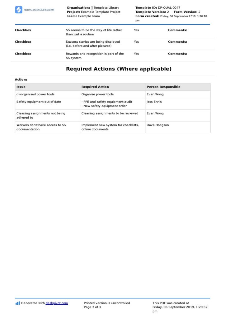 5S checklist for manufacturing 5S checklist for manufacturing