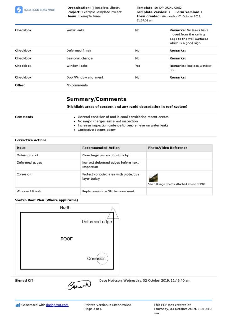 Commercial roof inspection checklist