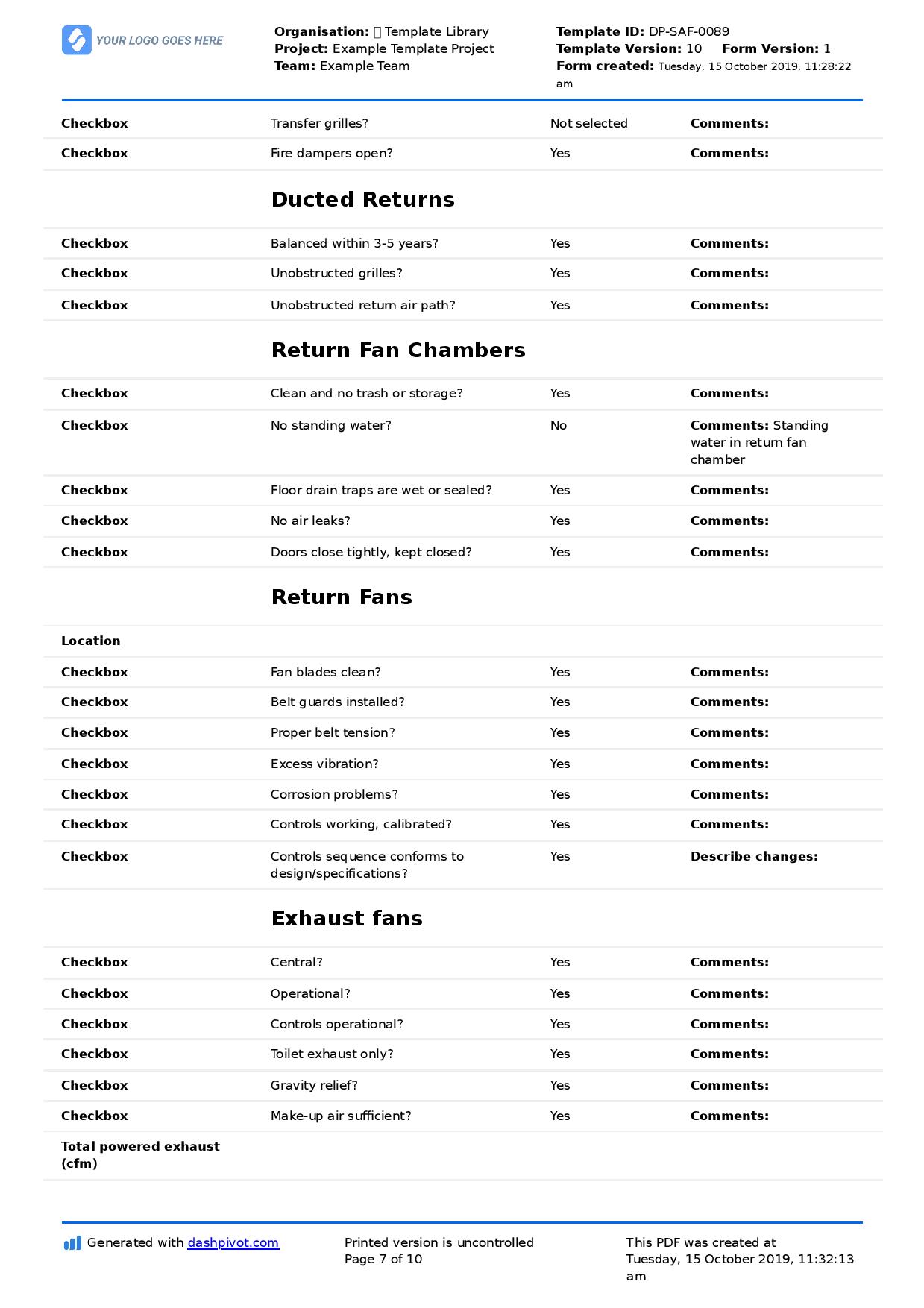 HVAC Inspection Checklist Template Free Better Than PDF 