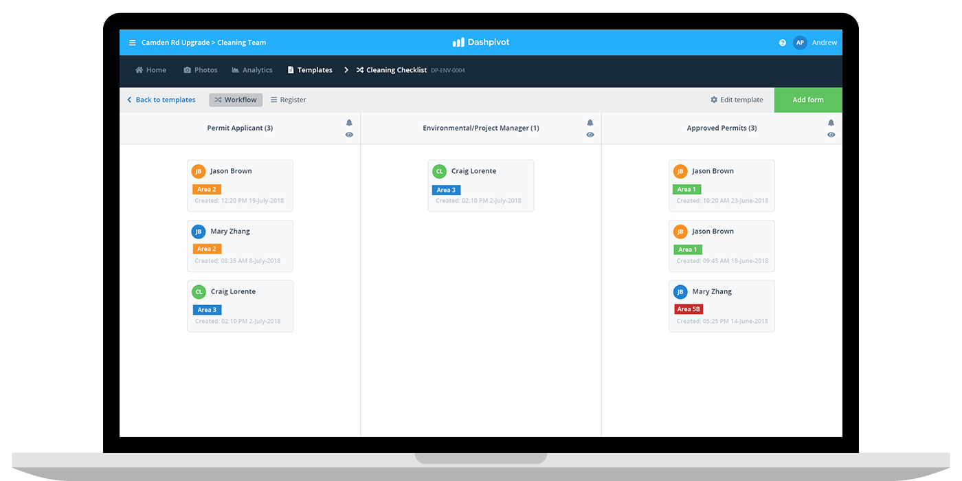 Cleaning checklist app workflow