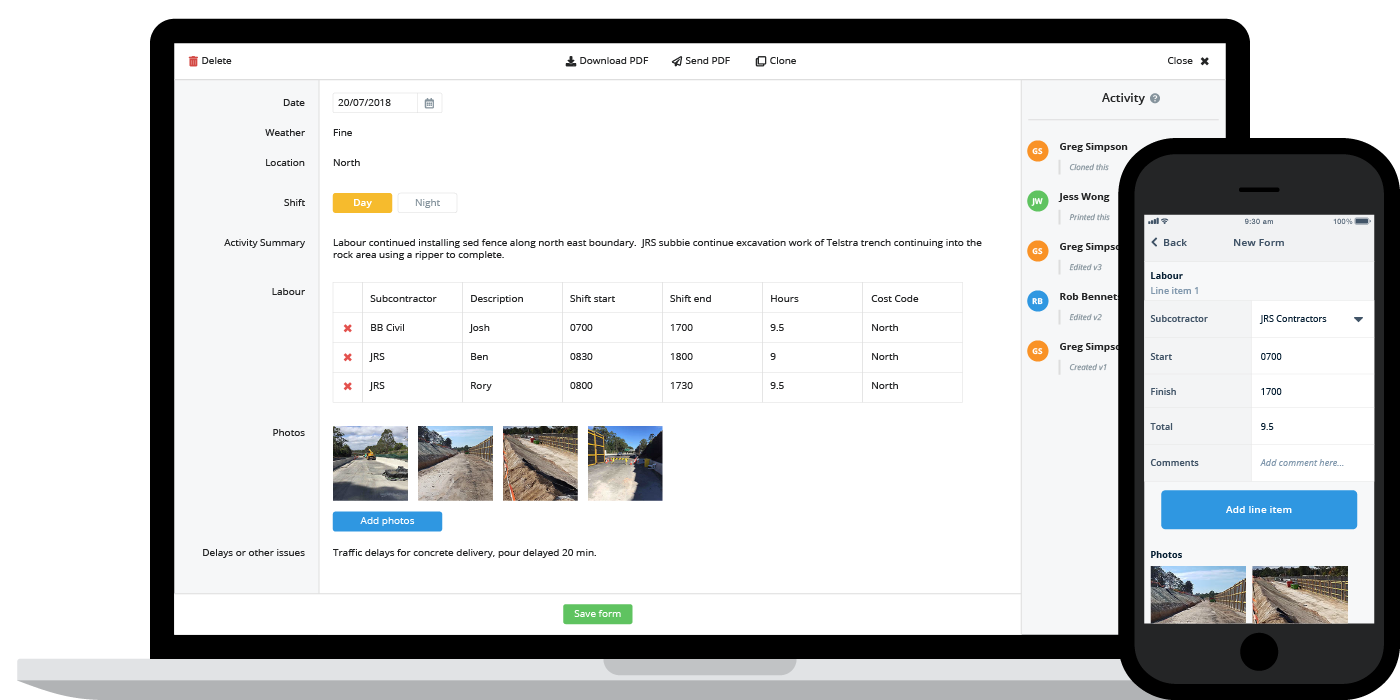 Construction log software Construction log software
