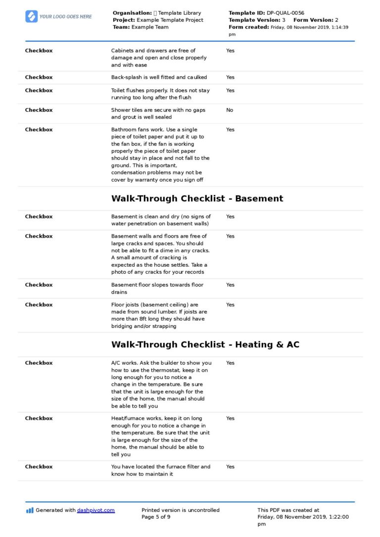 New Construction Walkthrough Checklist Better Than PDF Template 