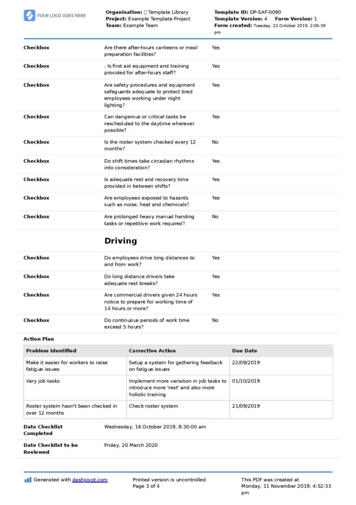 Fatigue management Fatigue management