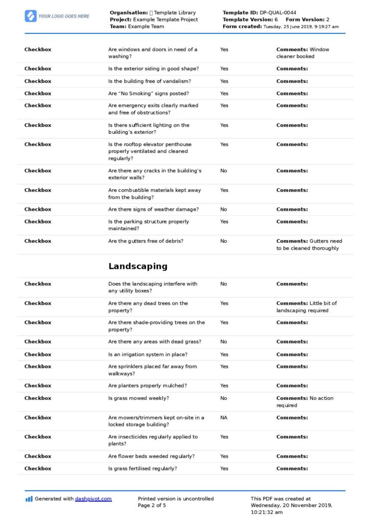 Commercial Building Inspection Checklist Download As PDF Commercial 