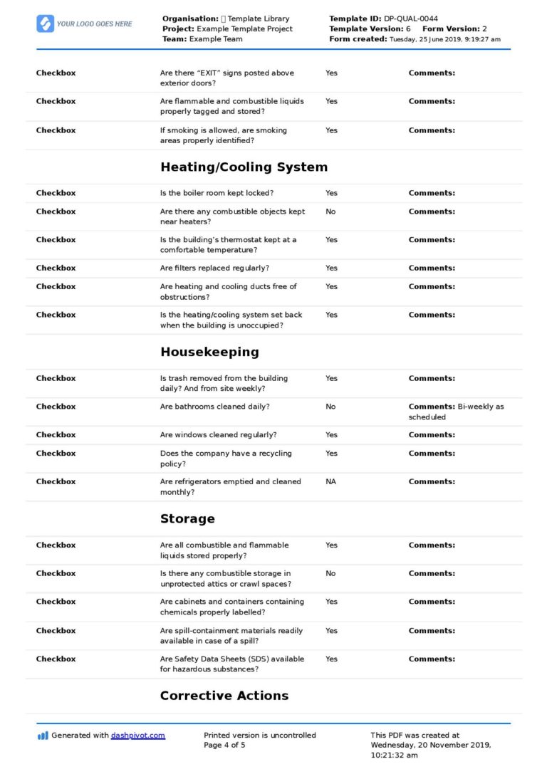 Commercial Building Inspection Checklist: Download As PDF