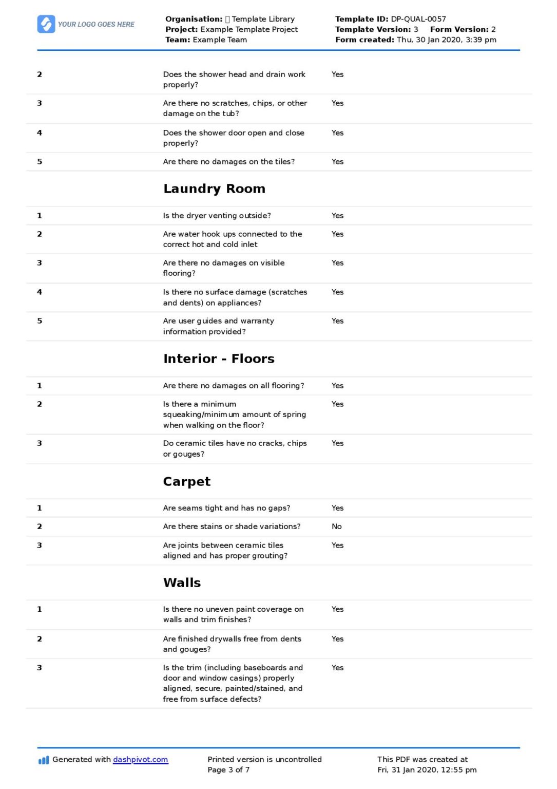 Pre Delivery Inspection Checklist Template: Homes, Condos, more