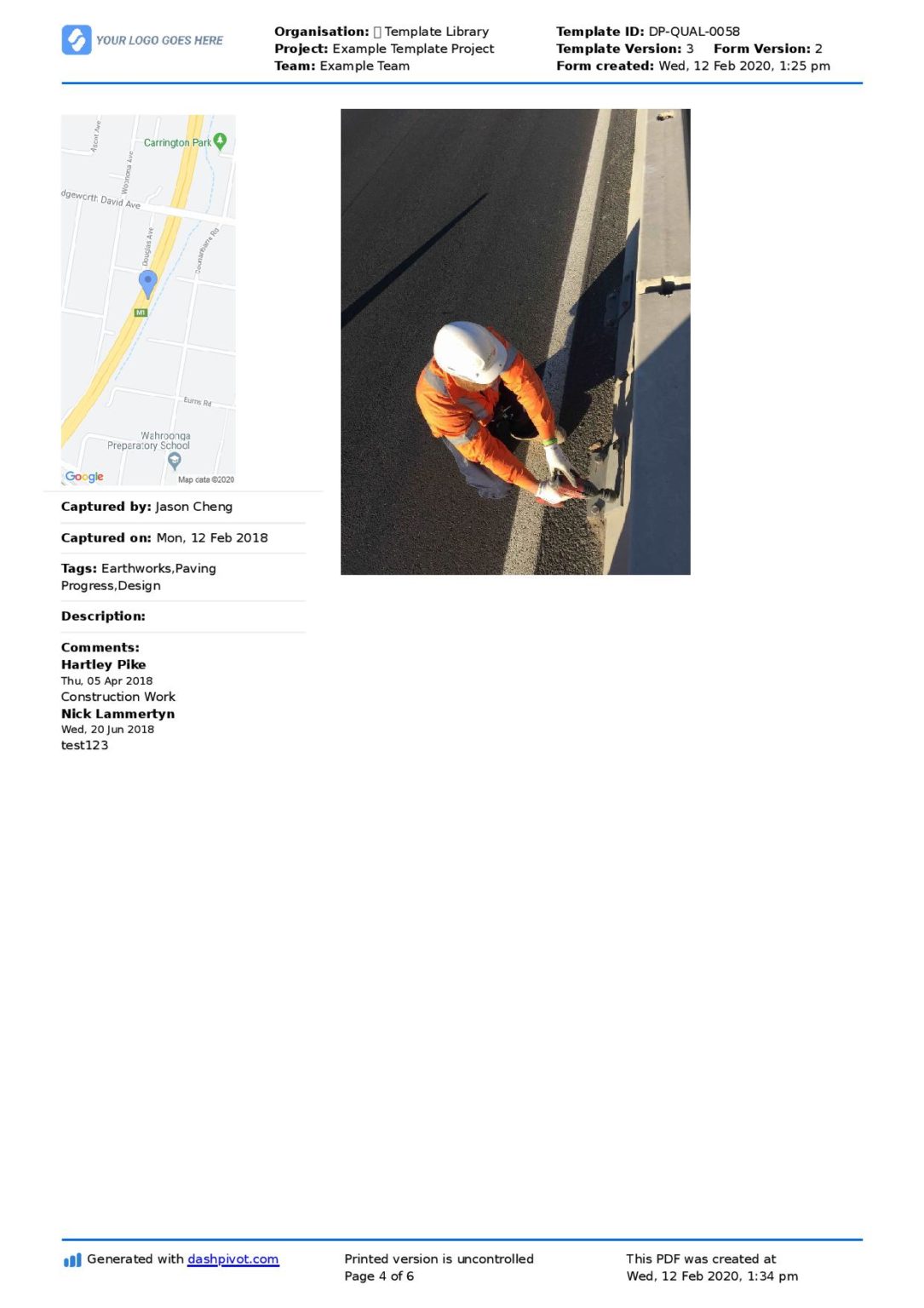 Clerk of works report template weekly monthly project report form 