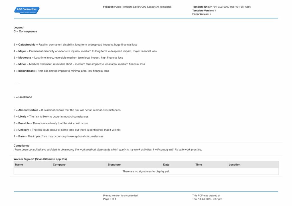 Blank Risk Assessment Method Statement (RAMS) Blank Risk Assessment Method Statement (RAMS)