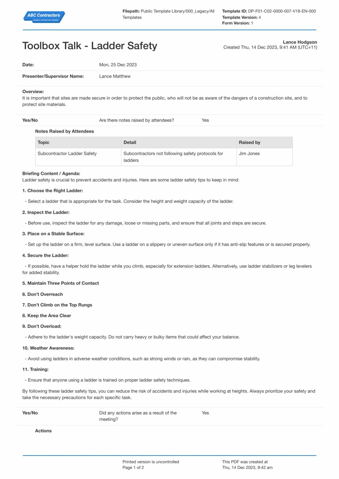 Ladder Safety procedures keep your team's ladder work safe