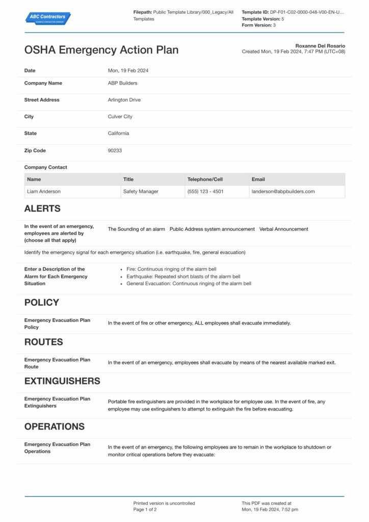 OSHA Emergency Action Plan Requirements Follow These Steps