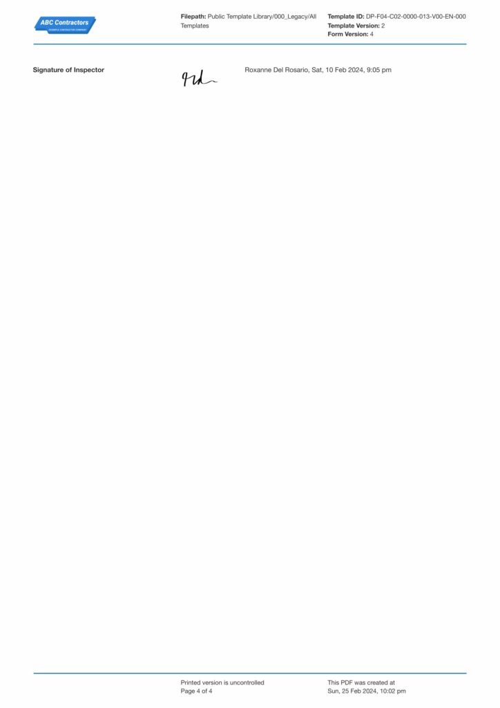 Hand Tool Inspection Checklist template