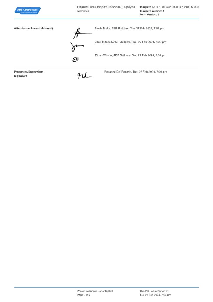 Toolbox Talk Head Protection Template Page 2 Toolbox Talk Head Protection Template Page 2