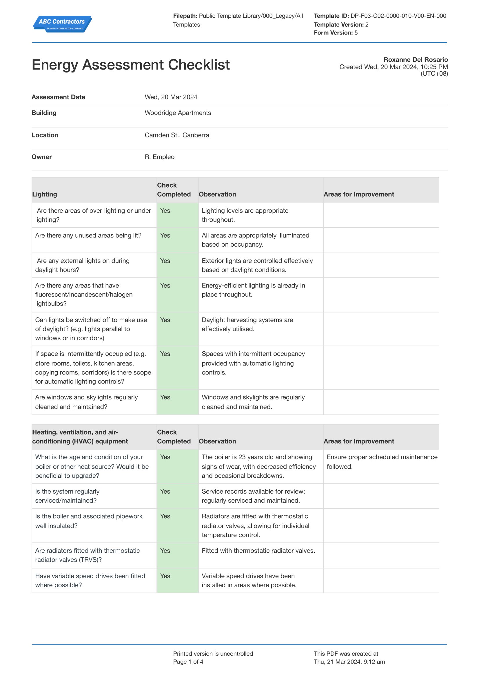 Energy Assessment Checklist: Free Energy Audit Checklist