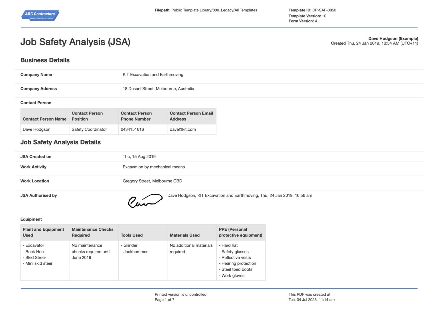 Job Safety Analysis (JSA) Template: Free and editable template Job Safety Analysis (JSA) Template: Free and editable template